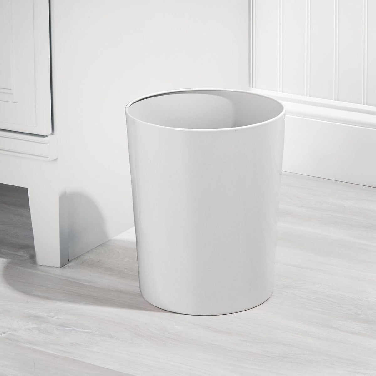 mDesign Round Metal Small 1.7 Gallon Recycle Trash Can Wastebasket, Garbage Container Bin for