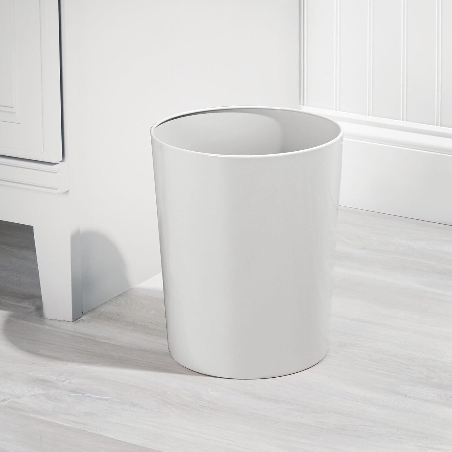 mDesign Round Metal Small 1.7 Gallon Recycle Trash Can Wastebasket, Garbage Container Bin for