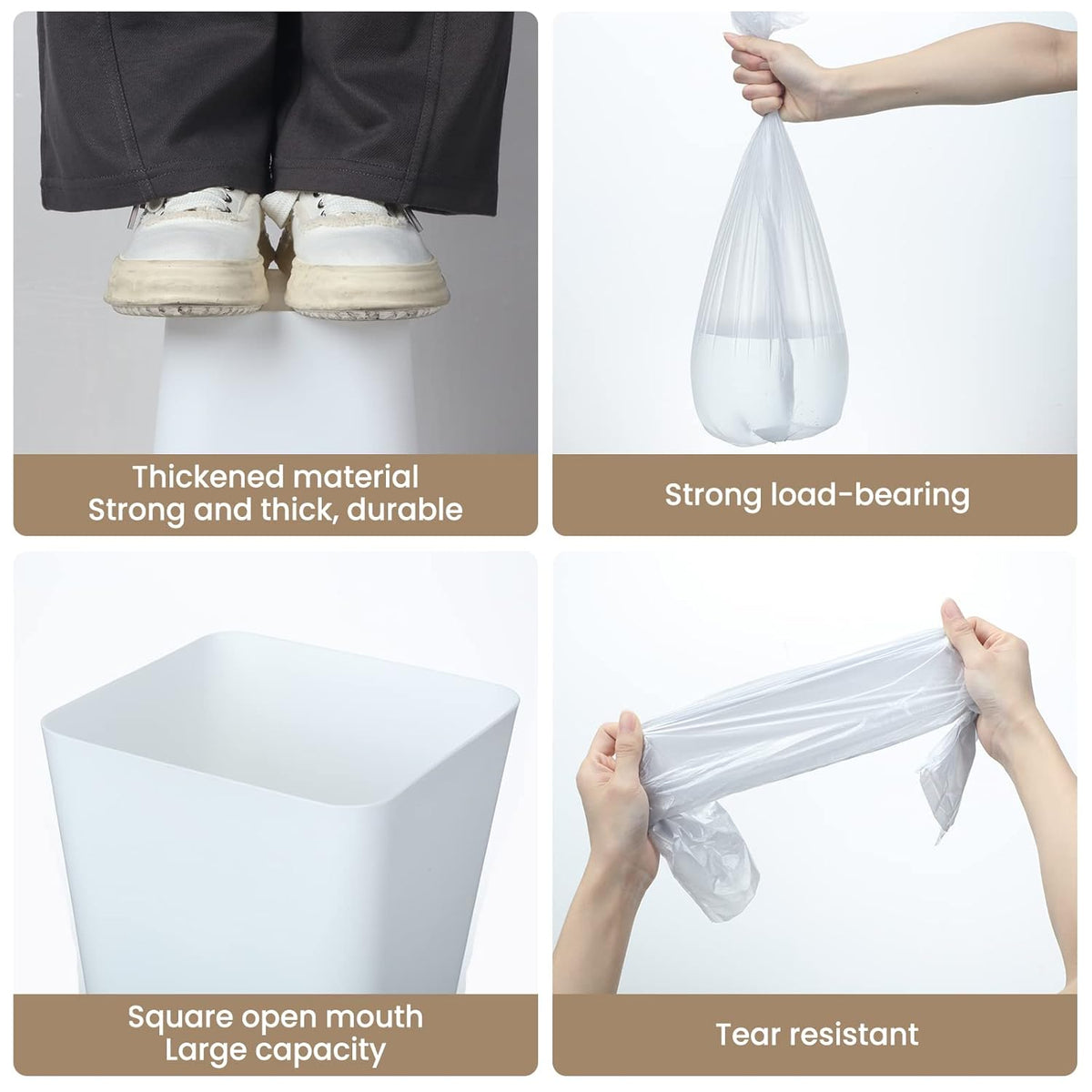 Eccliy 6 Pack Plastic Trash Can with 3 Rolls of Trash Bags Small Wastebasket Garbage Bin Container