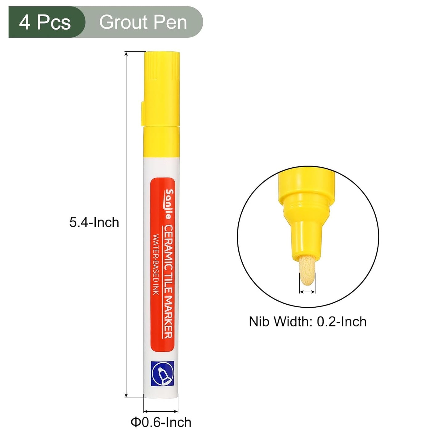 YOKIVE 4 Pcs Grout Paint Pen, Waterproof Yellow Paint Tile Marker, Restoring Grout Lines, Great for