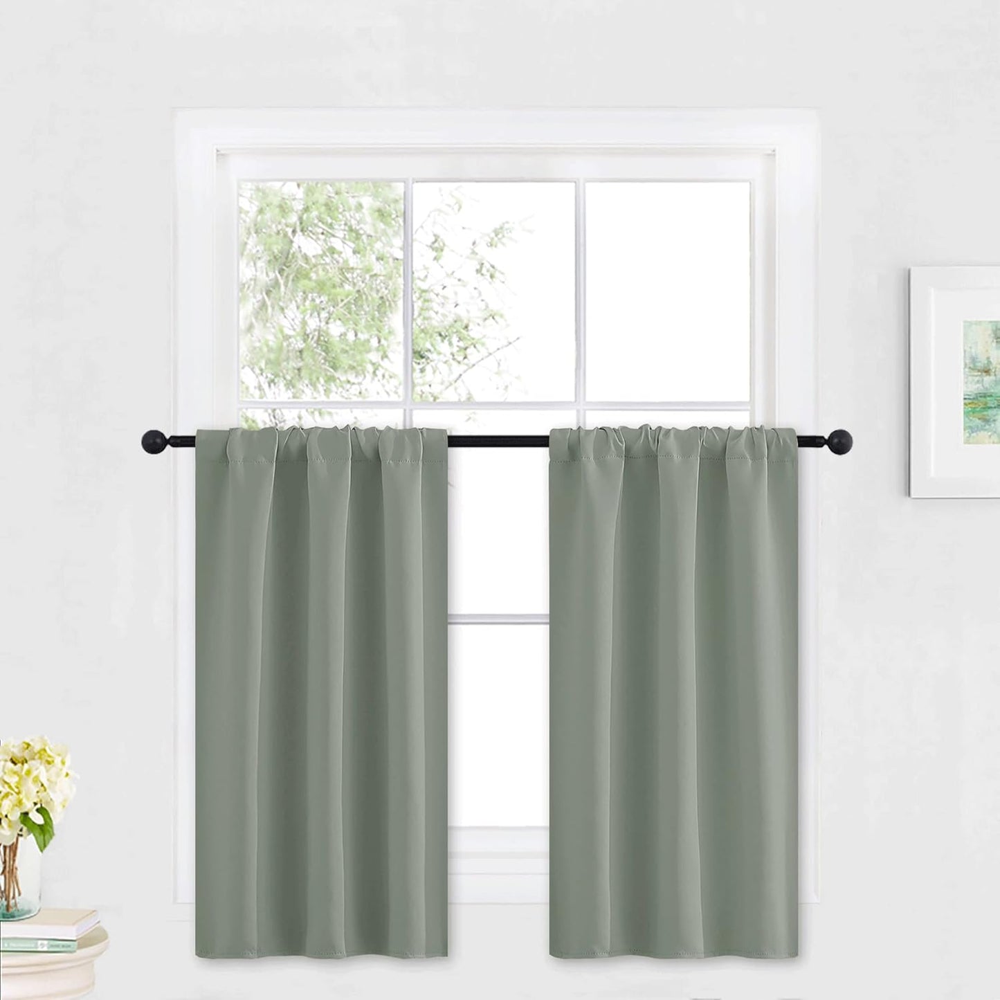 RYB HOME Small Window Curtains with Rod Pocket Design, Blackout Privacy Curtains Drapes Energy