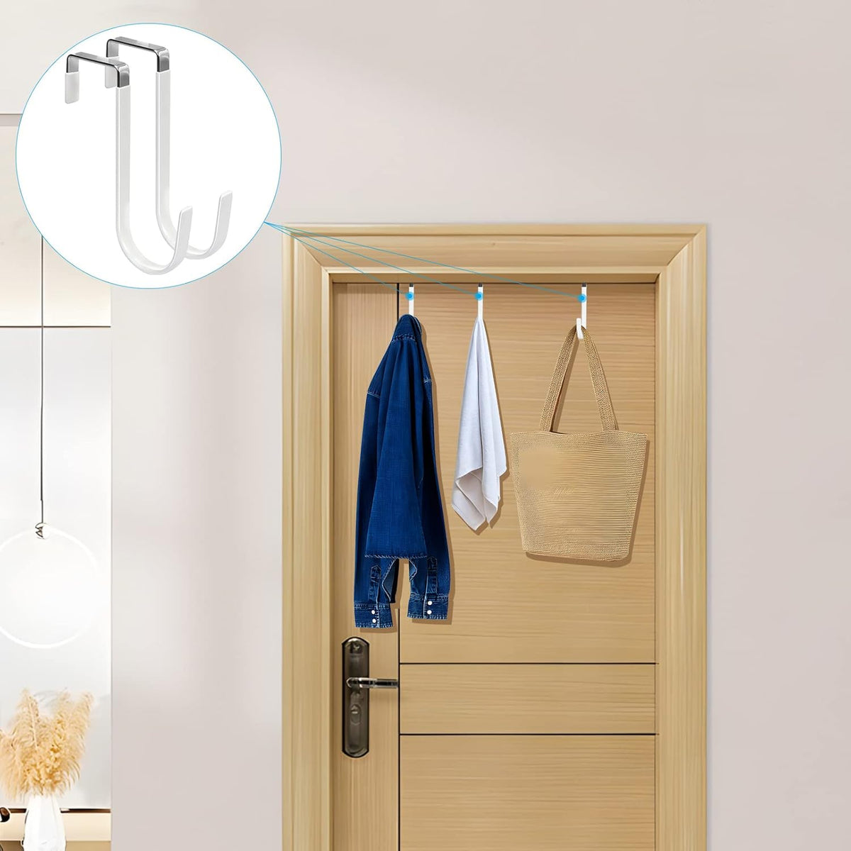 FYY Over the Door Hooks, 8 Pack Door Hangers Hooks with Rubber Prevent Scratches Heavy Duty