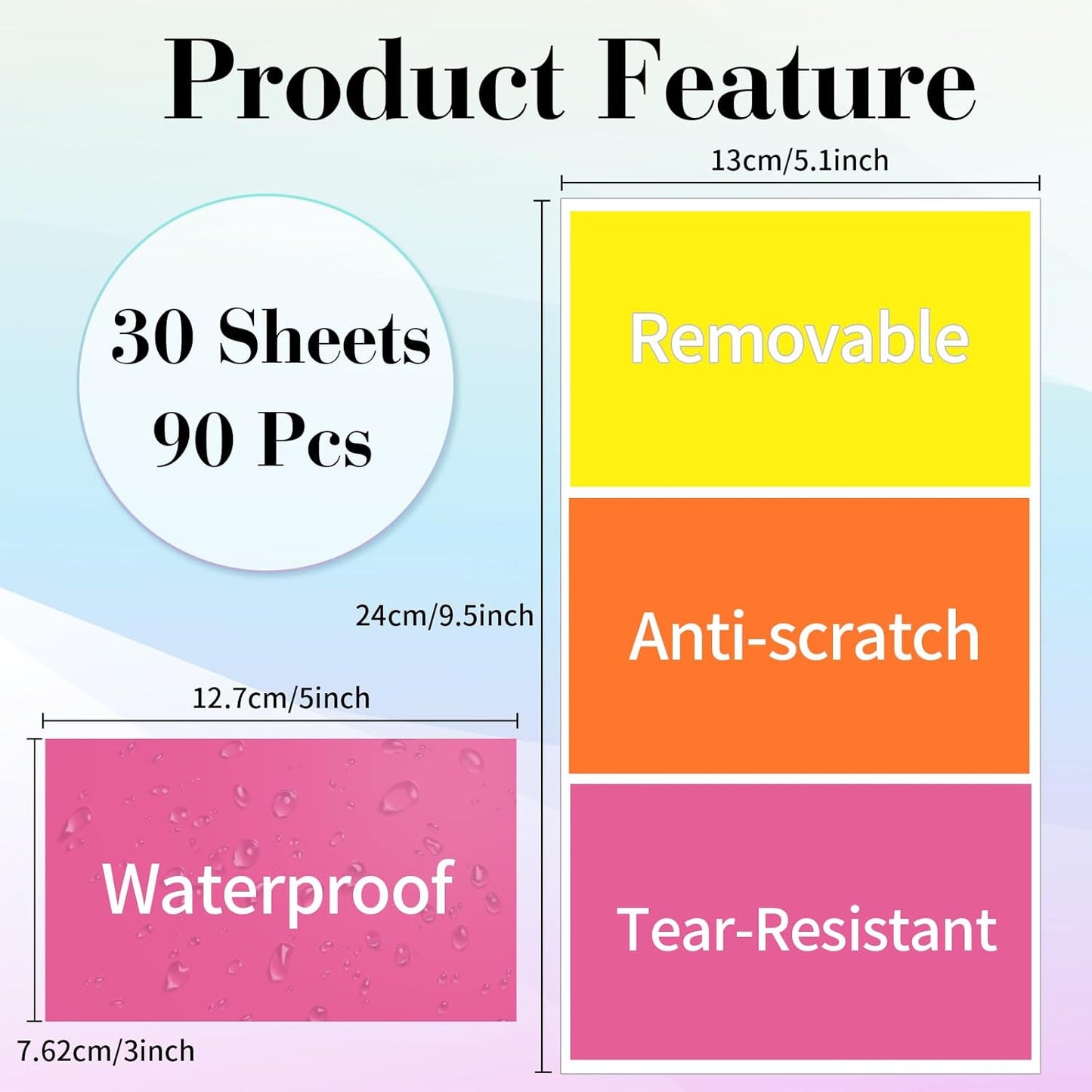 STARLIBOO Removable Colored Labels Stickers, 3X5 Inch Removable Large Label Stickers for Moving