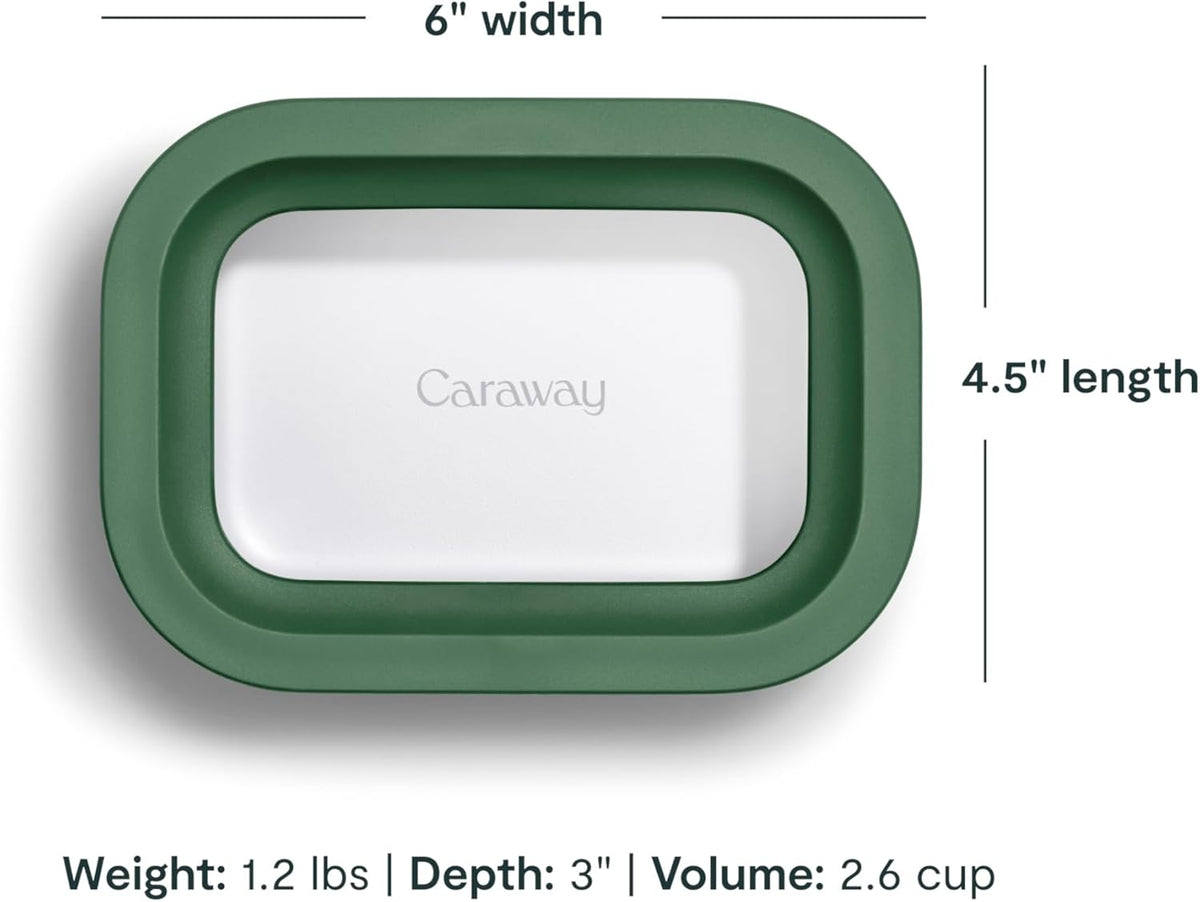 Caraway 2pc Glass Food Storage Set - 2.6 Cup Food Containers (2) - Non-Toxic Ceramic-Coated Glass