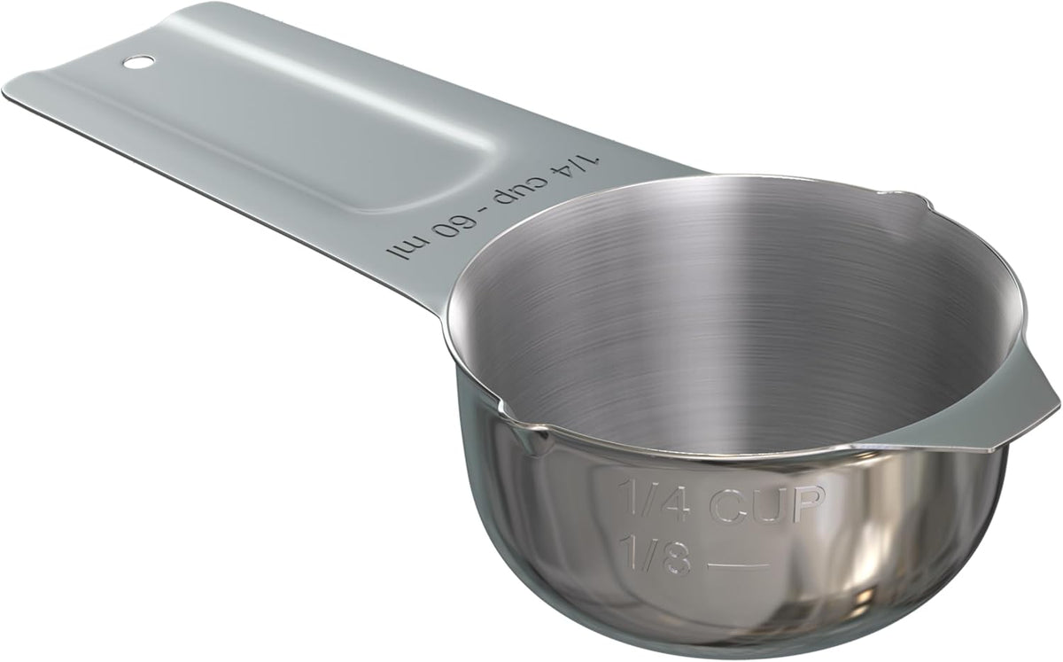 Color Up ¼ Cup Measuring Cup (60 ml) – Premium Chrome Stainless Steel, Accurate for Wet & Dry