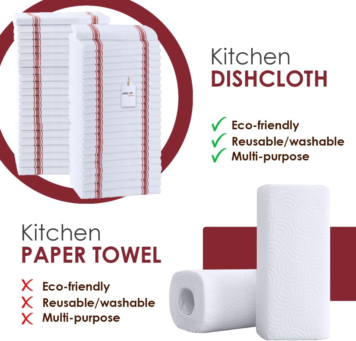Dish Towels Set (Value Pack of 45) Size 15x25 Inch, 100% Cotton Soft & Absorbent Linen Kitchen