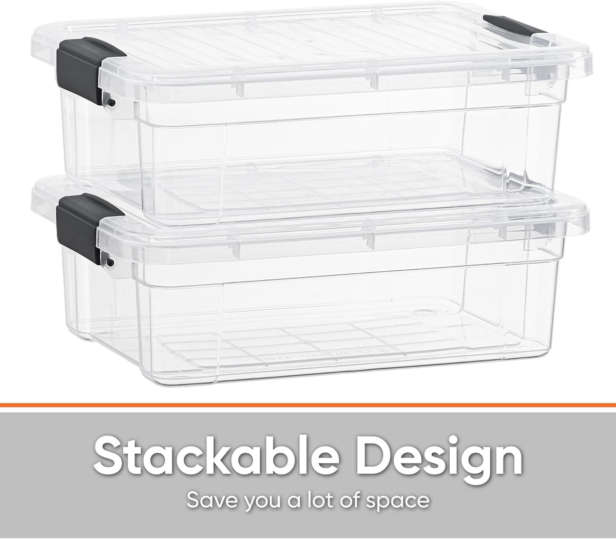 Superio Clear Storage Boxes with Lids, 2.3 Quart Plastic Container Bins for Organizing, Stackable