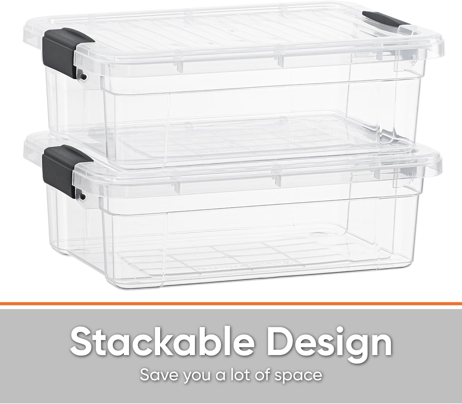 Superio Storage Bins with Lids- 4 Pack, 7.4 Qt Clear Boxes for Organizing, Stackable Plastic