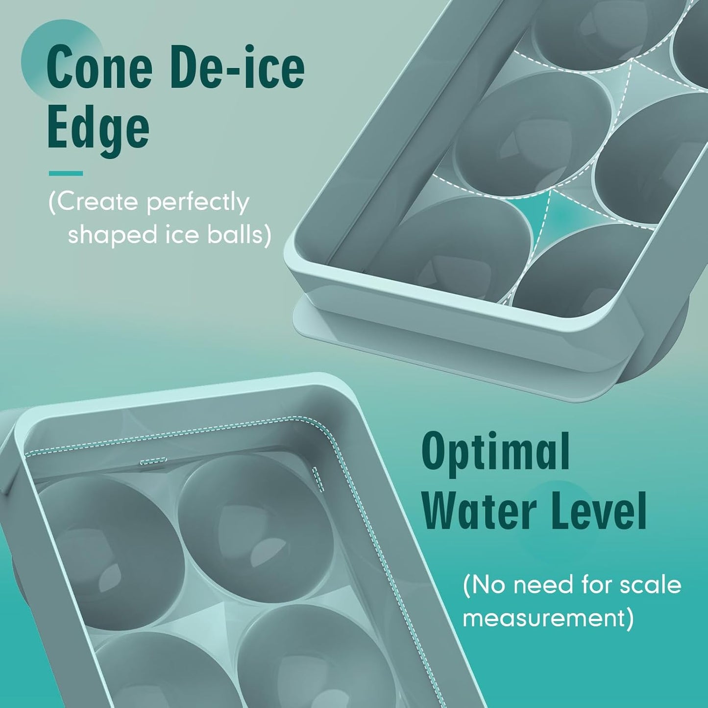 WIBIMEN Large Ice Cube Molds, Big Round Whiskey Ice Cube Trays for Freezer, Easy to Fill & Release