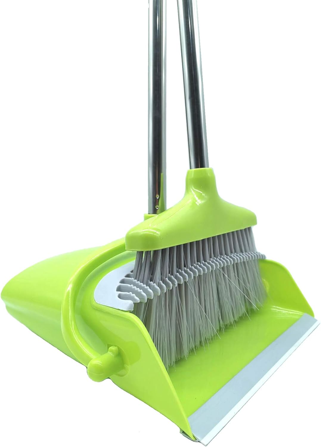 Extendable Long Handle Broom and Dustpan Set, Stainless Lightweight Upright Standing Broom and
