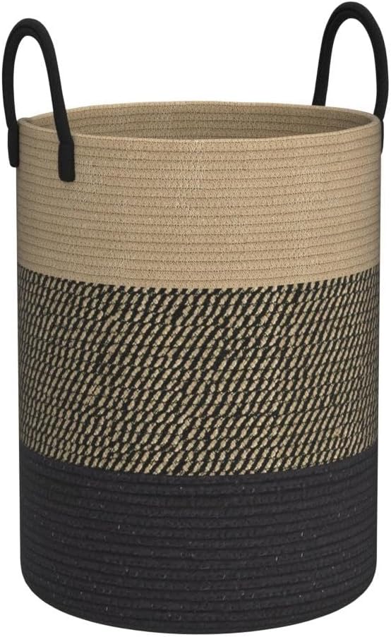 YOUDENOVA Woven Rope Laundry Hamper Basket, 58L Tall Laundry Basket for Blanket Organizer- Clothes