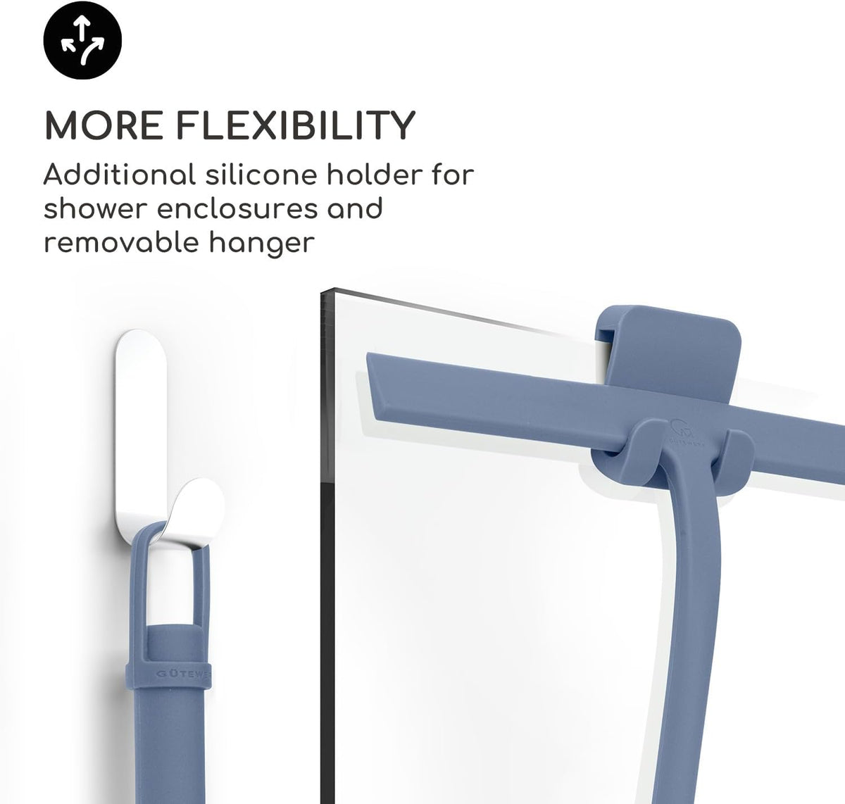 GÜTEWERK Shower Squeegee for Glass Doors, Silicone Window Squeegee, Bathroom and Glass Cleaning