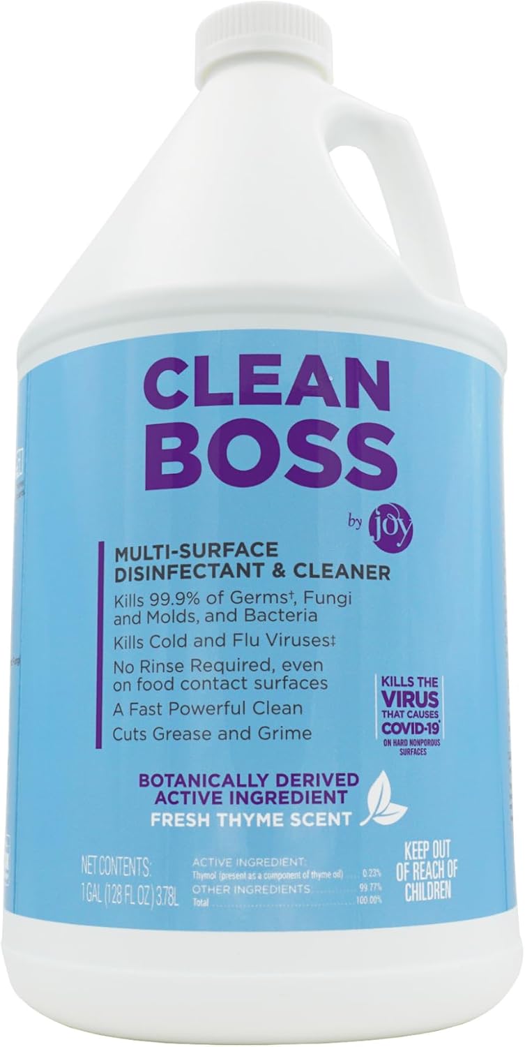 CleanBoss Botanical Disinfectant - Multi-Surface Cleaner - 128 oz - Kills 99.9% of Germs + Cold &