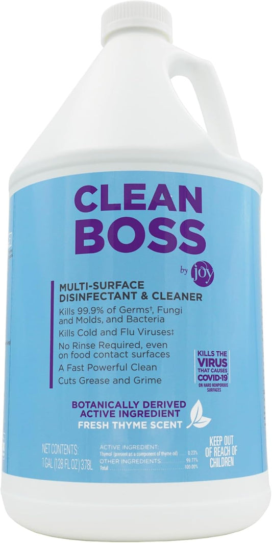 CleanBoss Botanical Disinfectant - Multi-Surface Cleaner - 128 oz - Kills 99.9% of Germs + Cold &