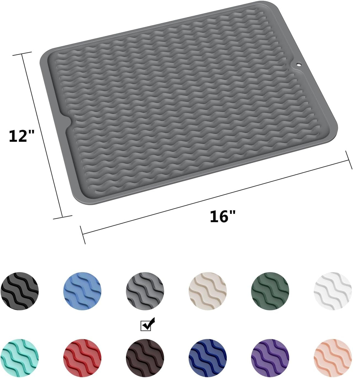 ZLR Silicone Dish Drying Mat for Kitchen Counter, Eco-Friendly Fast Dry Dish Mat, Easy Clean Multi