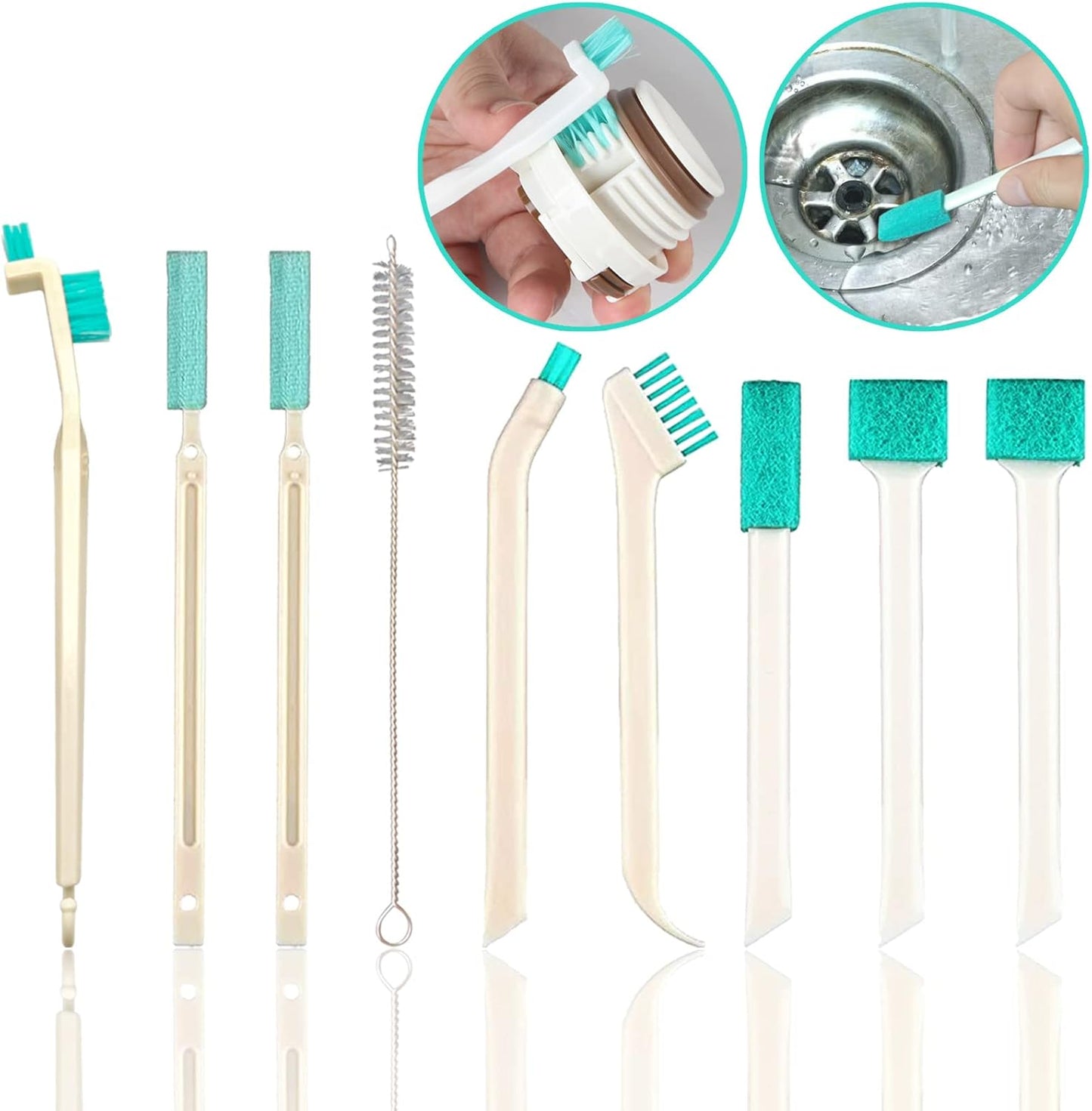 9 Pcs Small Household Cleaning Brushes by ELEMGULY,Deep Detail Crevice Brush Set for Hole, Gap