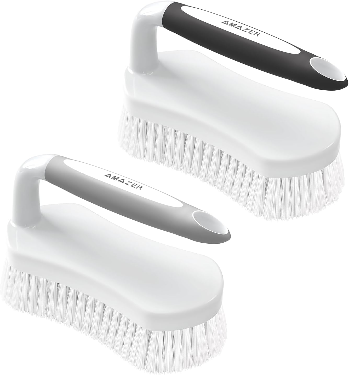 Amazer Scrub Brush for Cleaning Comfort Grip Bathtub Scrubber Stiff Bristles with Handle Heavy Duty