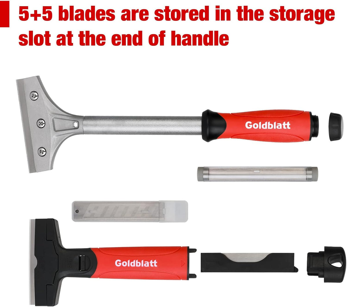 Goldblatt 2 Pieces Glass Scraper Set with 20-piece Blades - 4 Inch Industrial Floor Scraper Tool