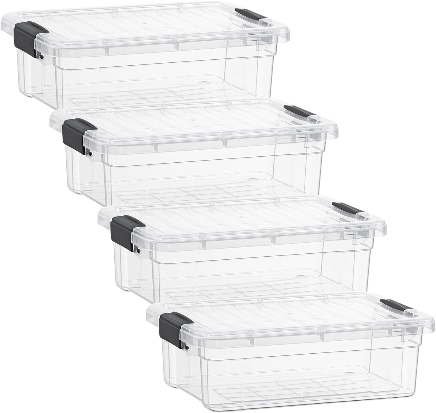 Superio Clear Storage Boxes with Lids, 2.3 Quart Plastic Container Bins for Organizing, Stackable