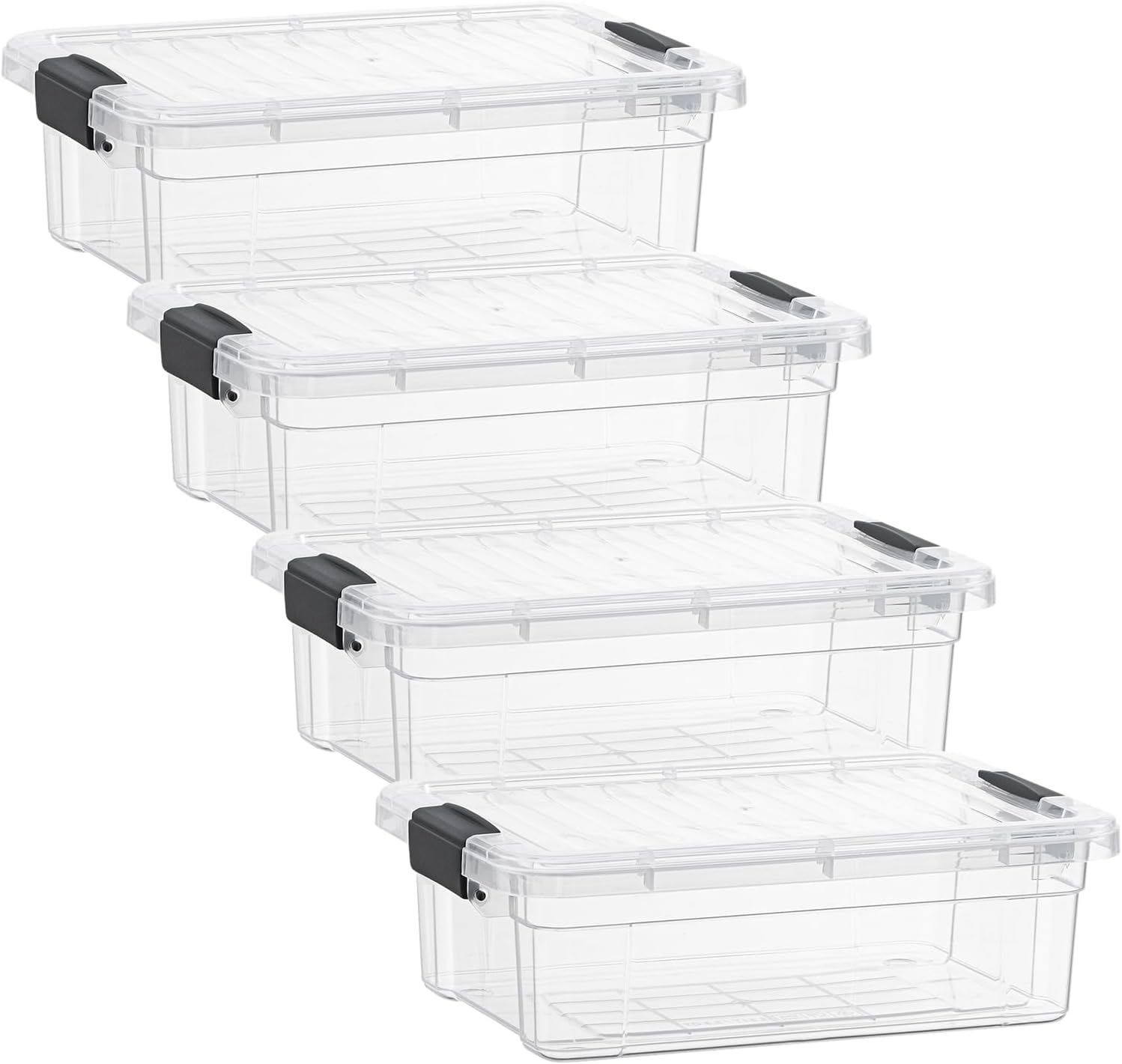 Superio Clear Storage Boxes with Lids, 2.3 Quart Plastic Container Bins for Organizing, Stackable