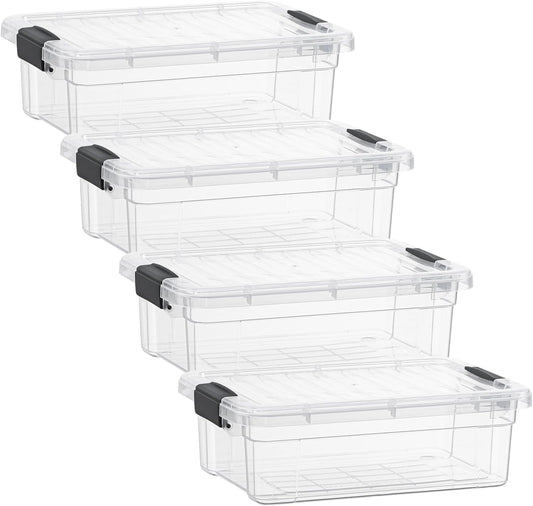 Superio Clear Storage Boxes with Lids, 2.3 Quart Plastic Container Bins for Organizing, Stackable