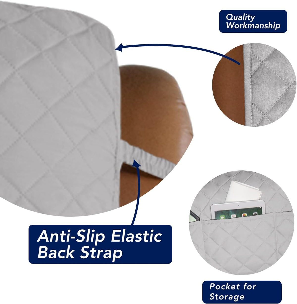 PureFit Reversible Quilted Sofa Cover, Water Resistant Slipcover Furniture Protector, Washable