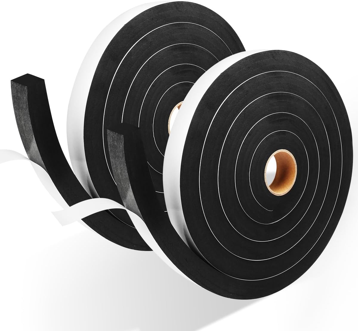 2 Rolls Foam Tape Weather Stripping Door Seal, 1'' W x 3/4'' T High Density Seal Strip, Adhesive