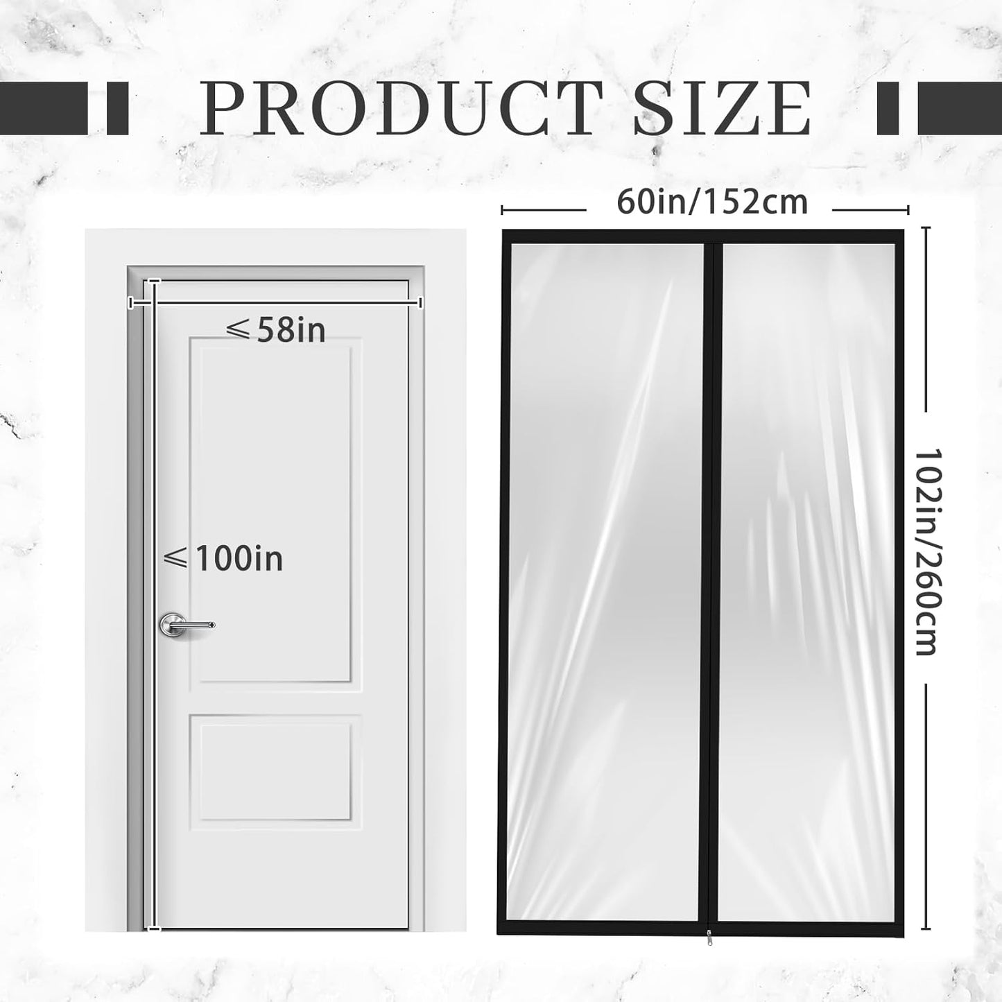 Amylove Zipper 60 x 102 Inch Dust Barrier Door Kit Construction Door Barrier 5 x 8.5 ft Reusable