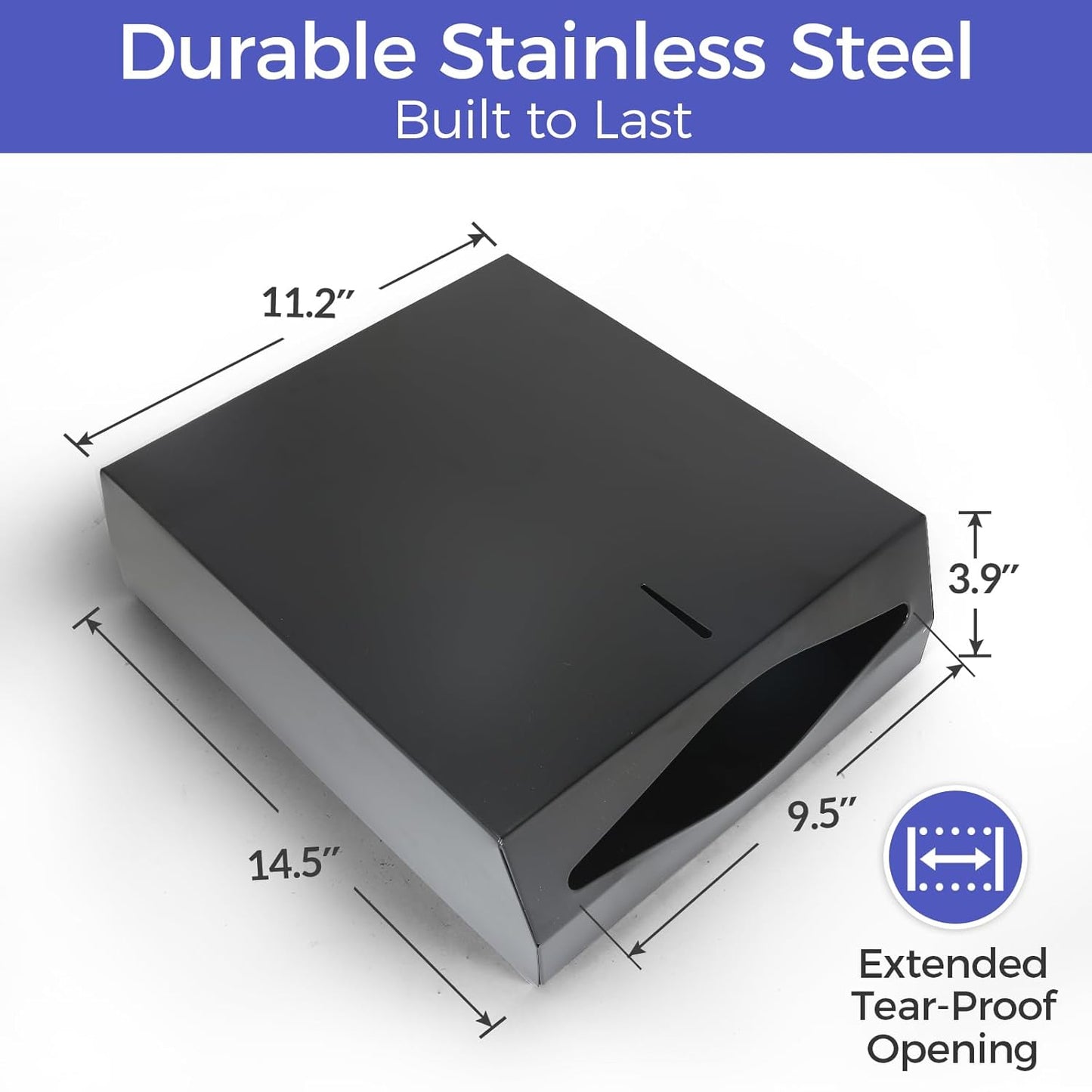 Paper Towel Dispenser Wall Mount, Matte Black Stainless Steel Commercial Paper Towel Holder with