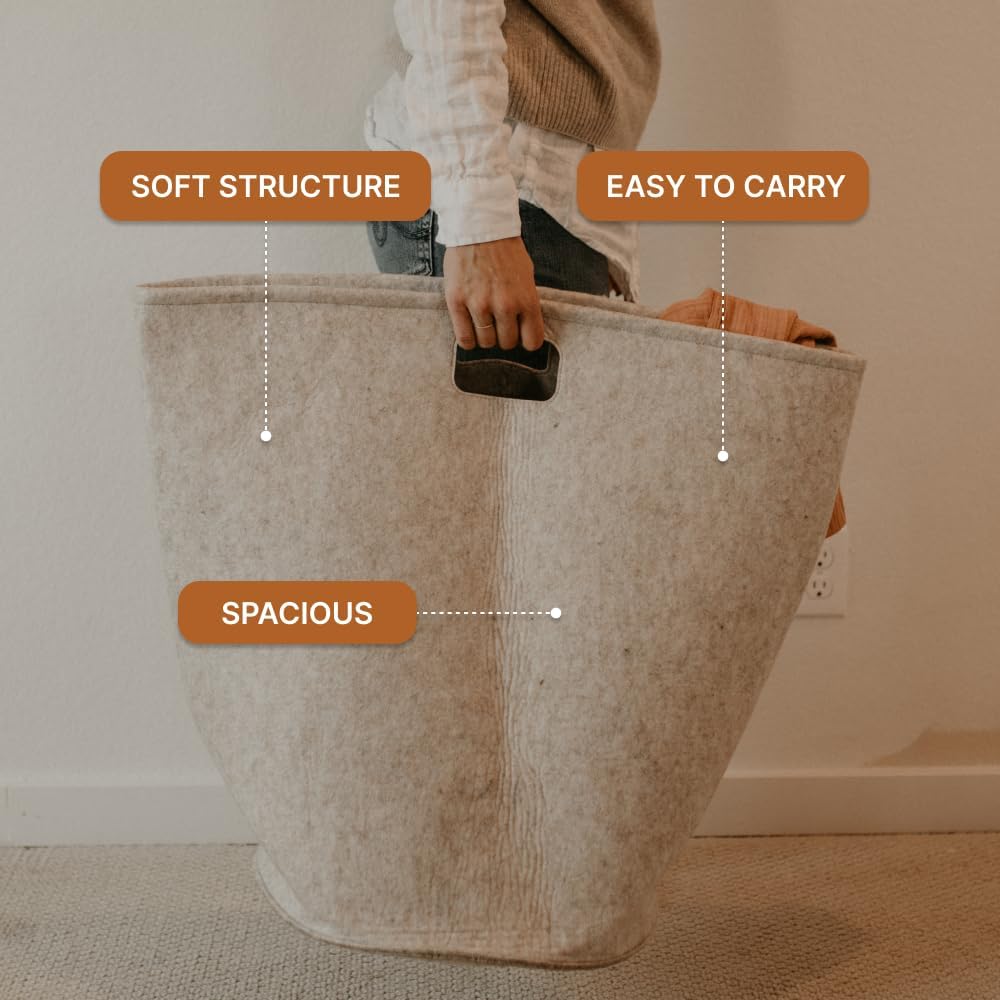 Parker Baby Co. Nursery Laundry Hamper - Large Felt Storage Basket and Baby Hamper for Nursery