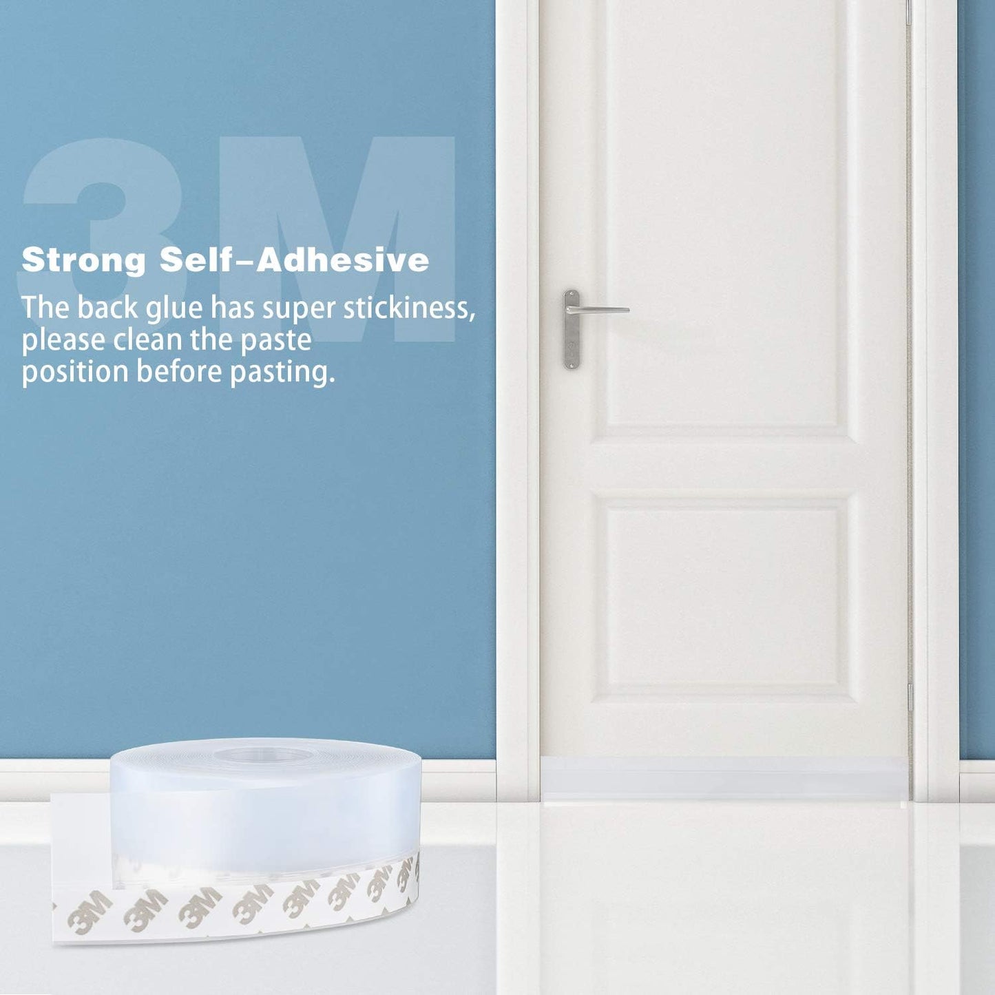 26 Feet Silicone Seal Strip, Transparent, 60MM - Door & Window Seal, Draft Stopper, Adhesive Tape