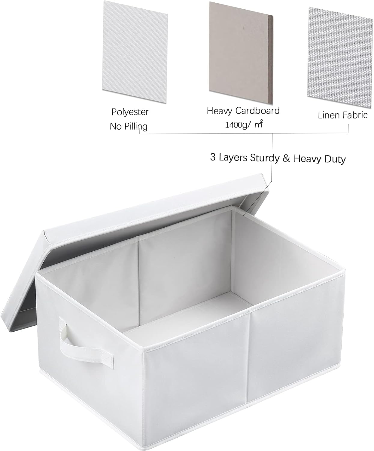 HOONEX Storage Bins with Lids for Organizing, Pack of 2, Storage Boxes with 2 Carrying Handles and