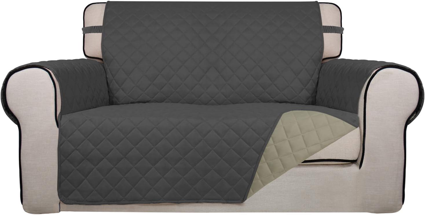 PureFit Reversible Quilted Sofa Cover, Water Resistant Slipcover Furniture Protector, Washable