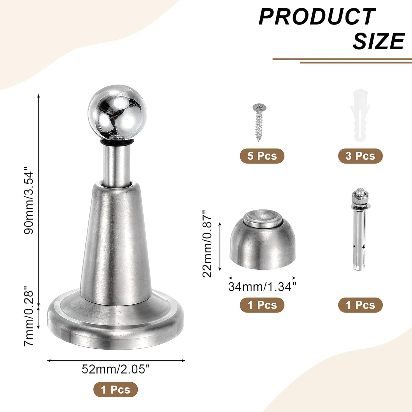 uxcell Magnetic Door Stopper, 304 Stainless Steel Magnetic Door Stop Catch, Soft-Catch Brushed