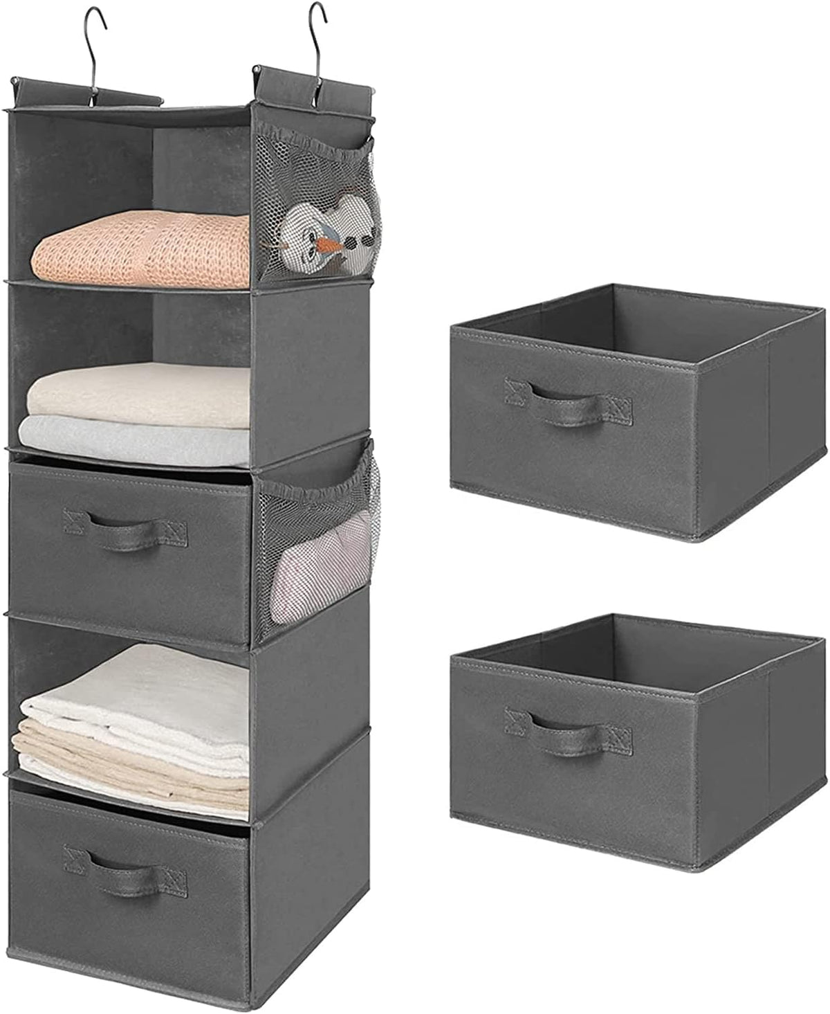 MAX Houser 5 Tier Shelf Hanging Closet Organizer, Cloth Hanging Shelf with 2 Sturdy Hooks for