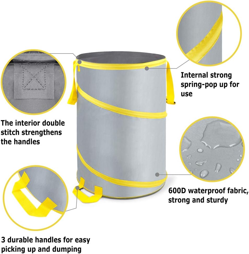30 Gallon Collapsible Trash Can 3 Pack, Garden Bag Pop Up Camping Trash can, Reusable Leaf Bag