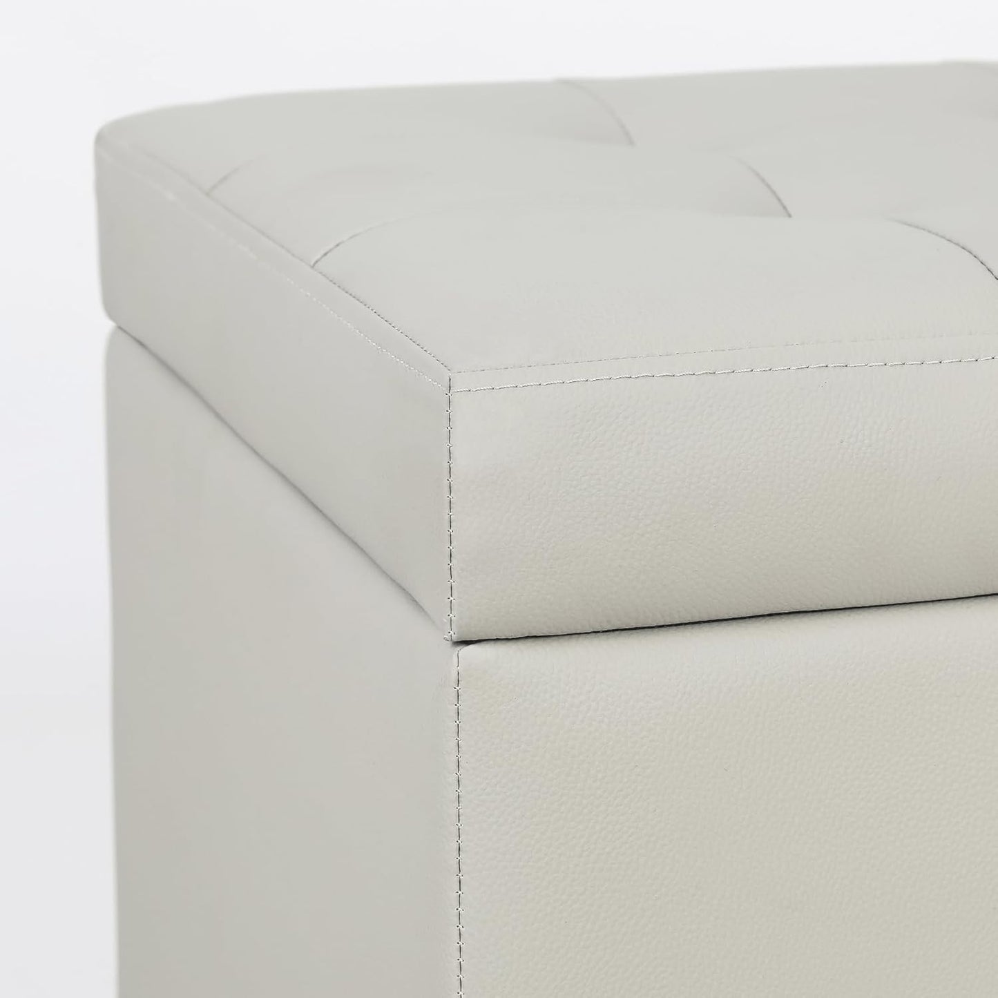 Adeco 18" PU Storage Ottoman, Upholstered Square Faux Leather Foot Rest - Flip Top Footstool with
