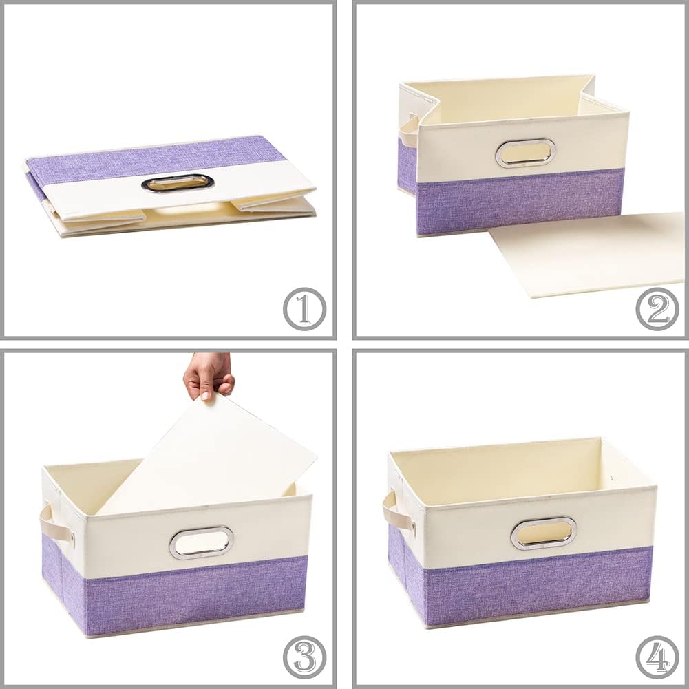 PRANDOM Fodable Storage Bins for Closet [3-pack] Decorative Fabric Storage Baskets Cubes with