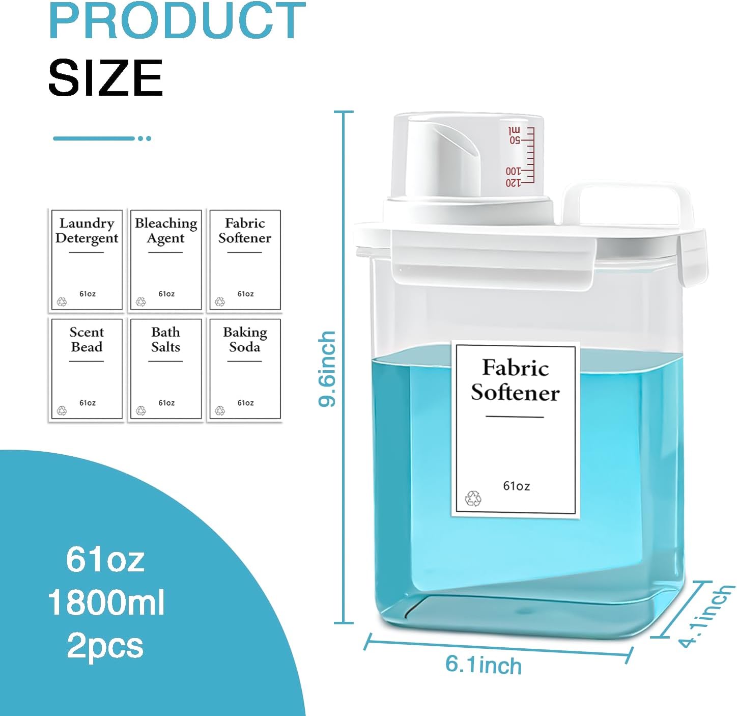 3 Pack Laundry Detergent Dispenser, 61oz Laundry Soap Dispenser, Refluxable Laundry Detergent