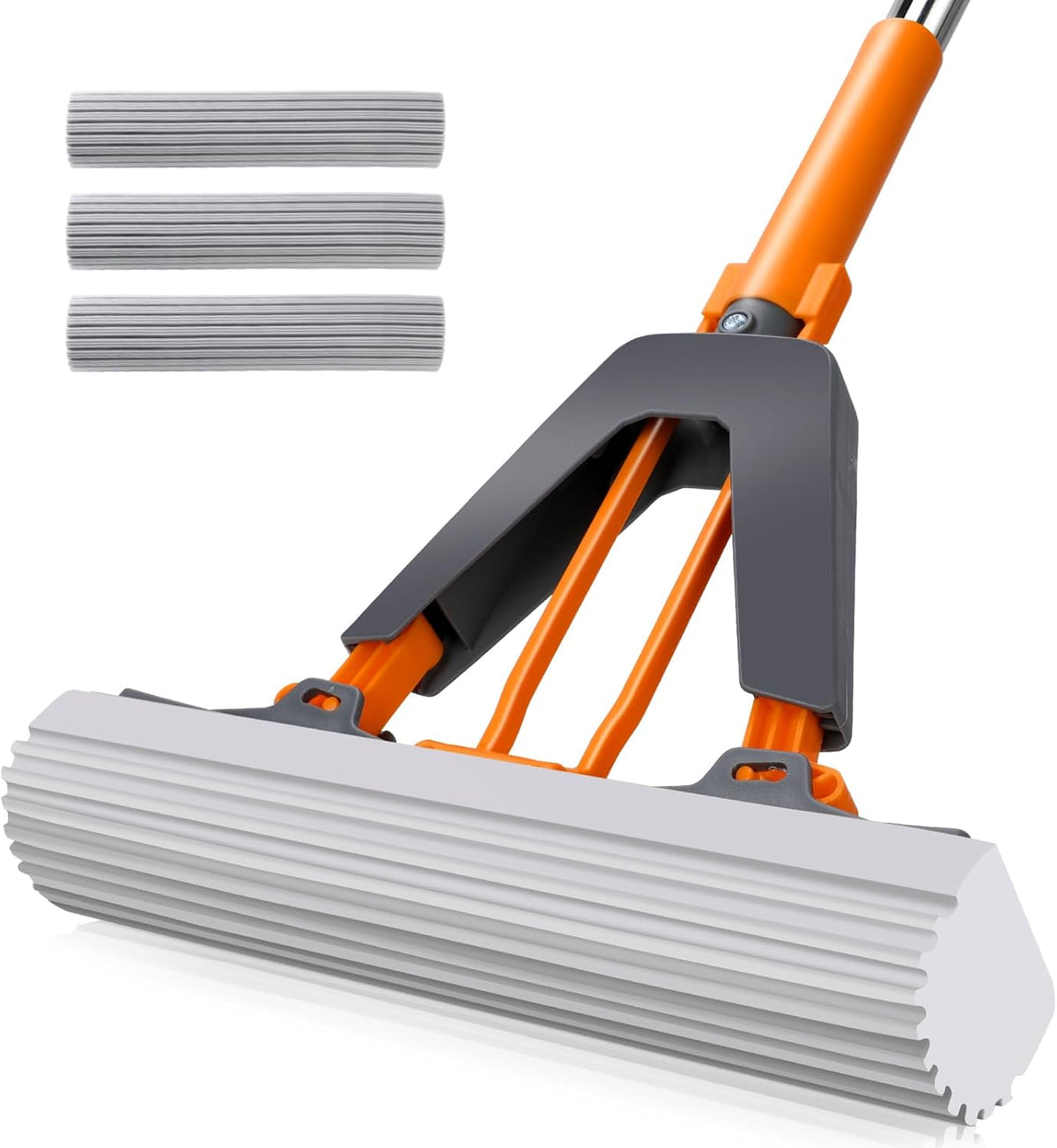 Sponge Mop,Masthome PVA Squeeze Mop with 3 Absorbent Mop Refills,Sponge Mops for Floor