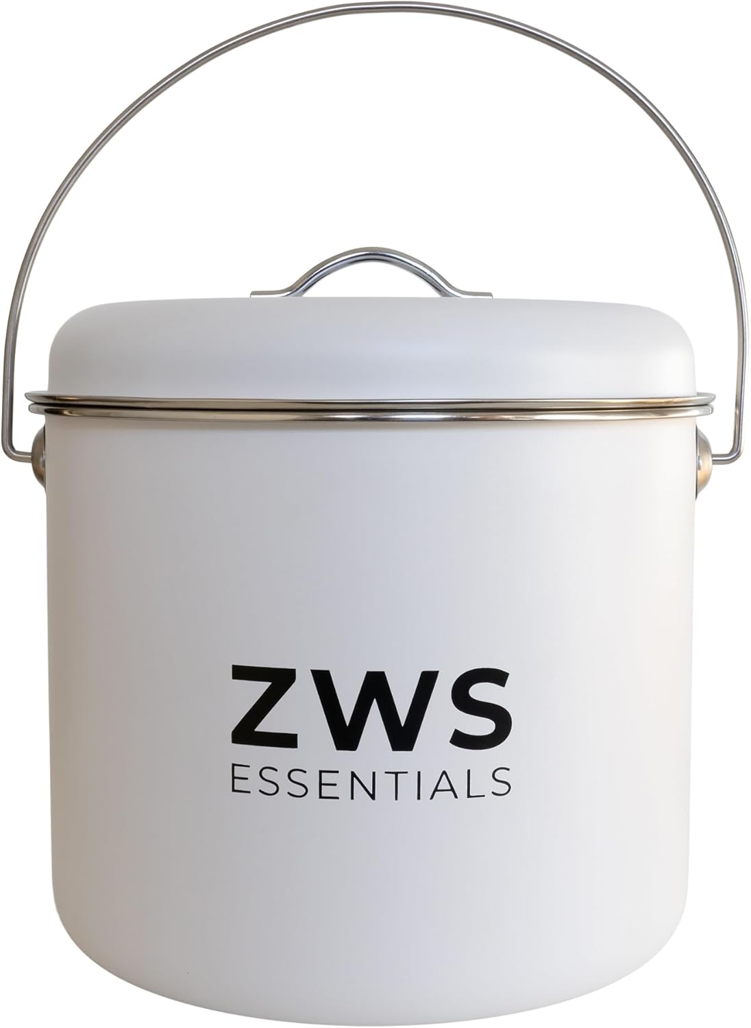 White Stainless Steel Compost Bin | 6.5L Odor-Free Kitchen Countertop Food Scrap Pail with Charcoal