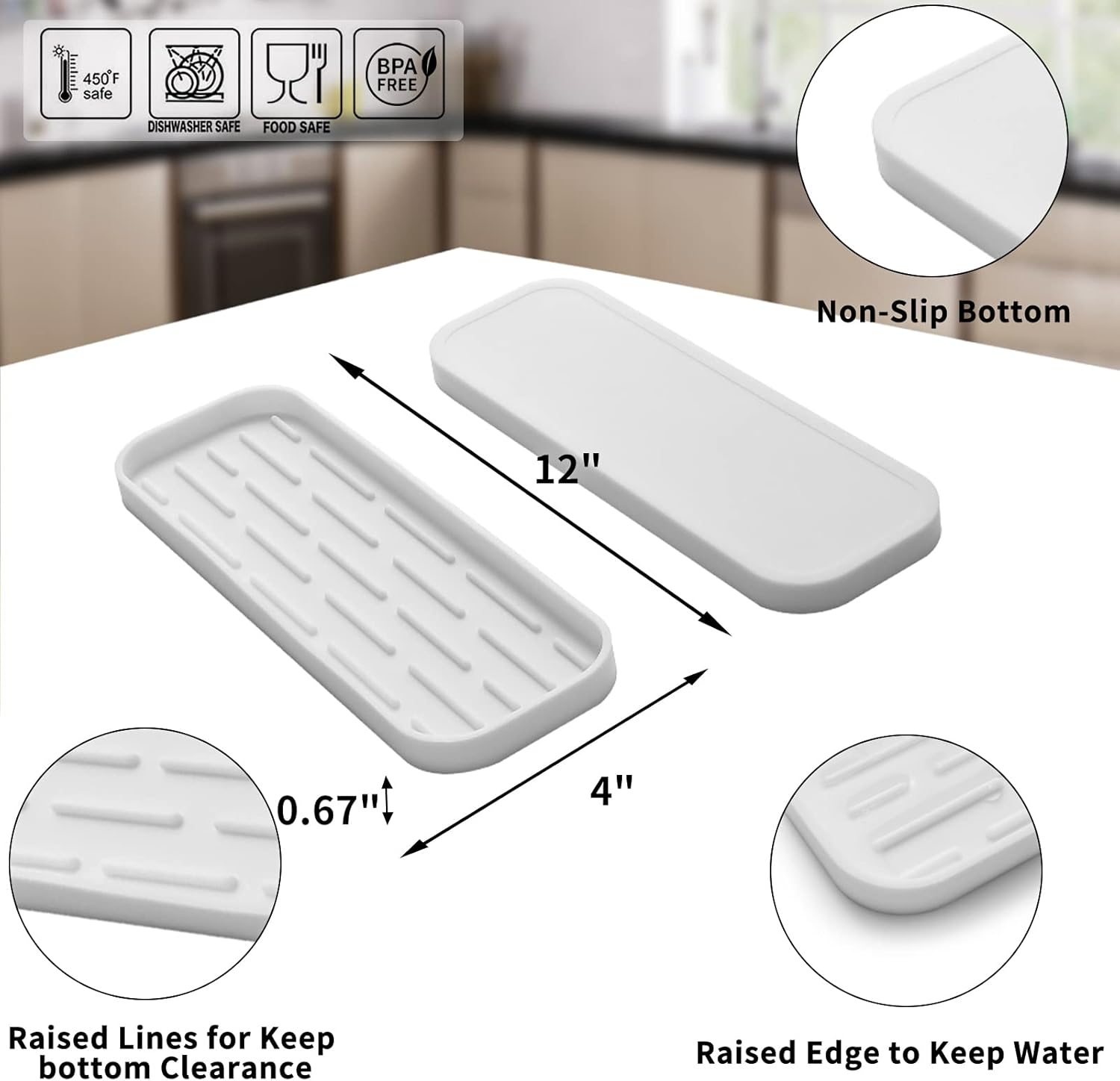 Silicone Kitchen Sink Organizer Tray for Multiple Usage,Eco-Friendly Sponges Holder for Kitchen