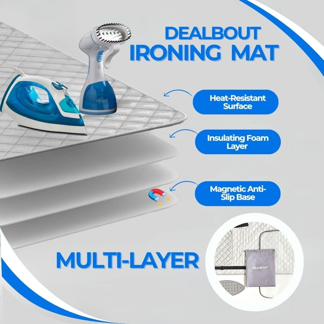 Premium Ironing Mat Heat Resistant Silicone Iron Rest Non Slip Magnetic Portable Ironing Pad Table