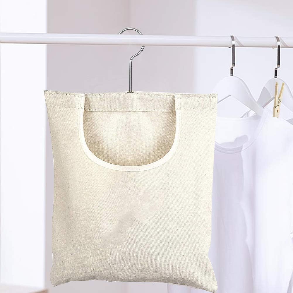 JIANWEI Canvas Clothespin Bag, Clothes Pins Bag Holder, Laundry Clothes Pin Storage Organizer with