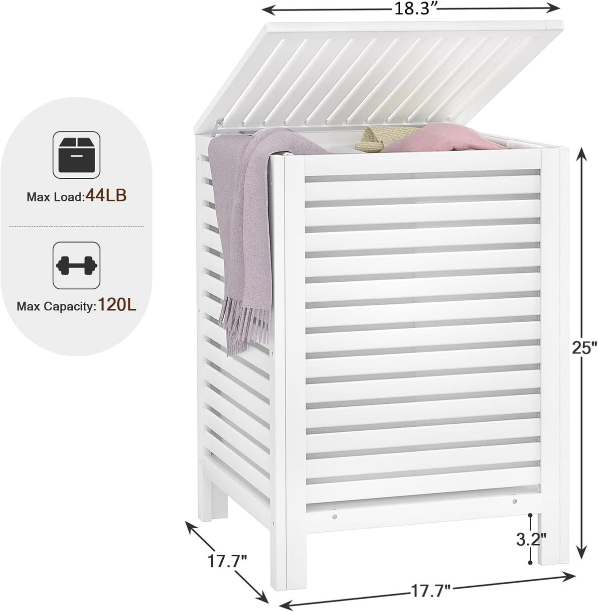 Homykic Bamboo Laundry Hamper with Lid, 120L Large Clothes Laundry Sorter with Removable 2-Section