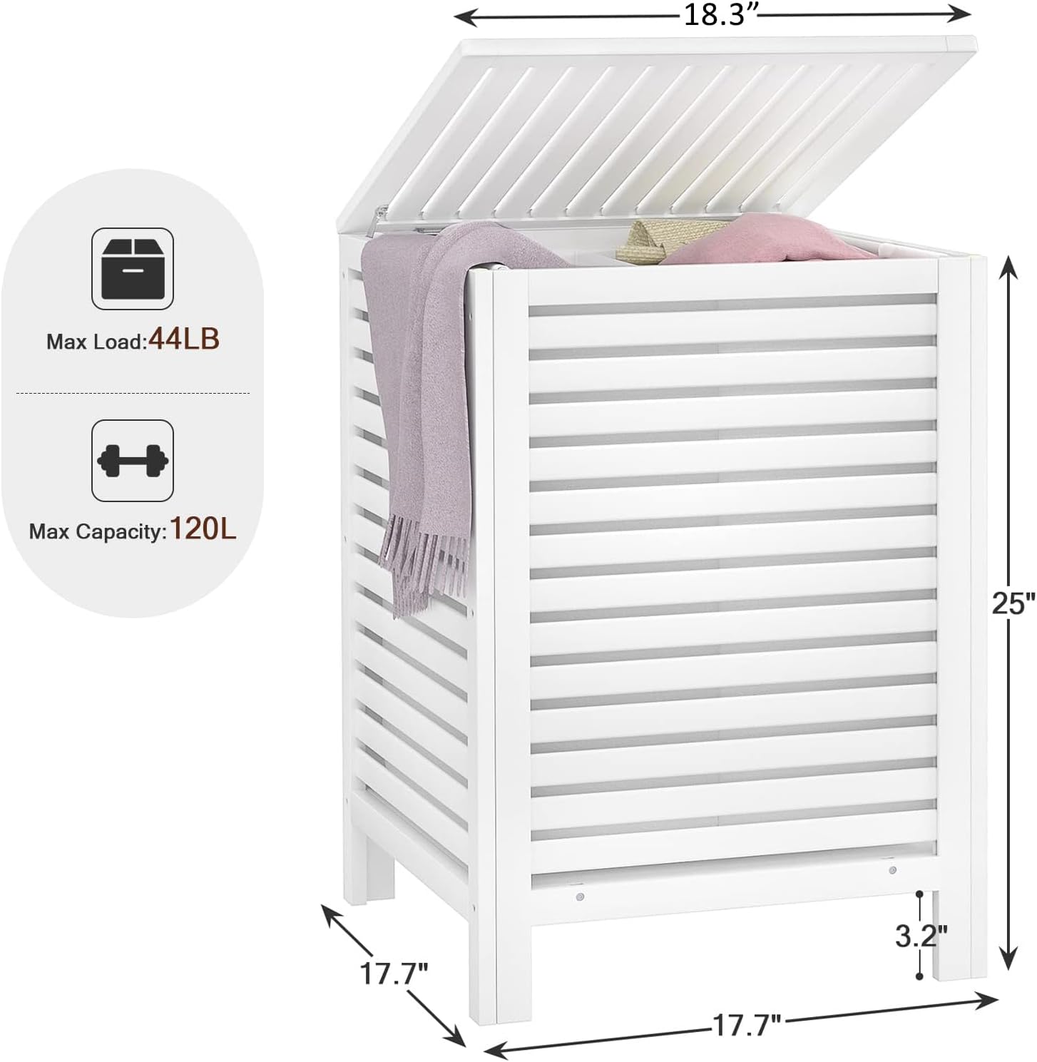 Homykic Bamboo Laundry Hamper with Lid, 120L Large Clothes Laundry Sorter with Removable 2-Section