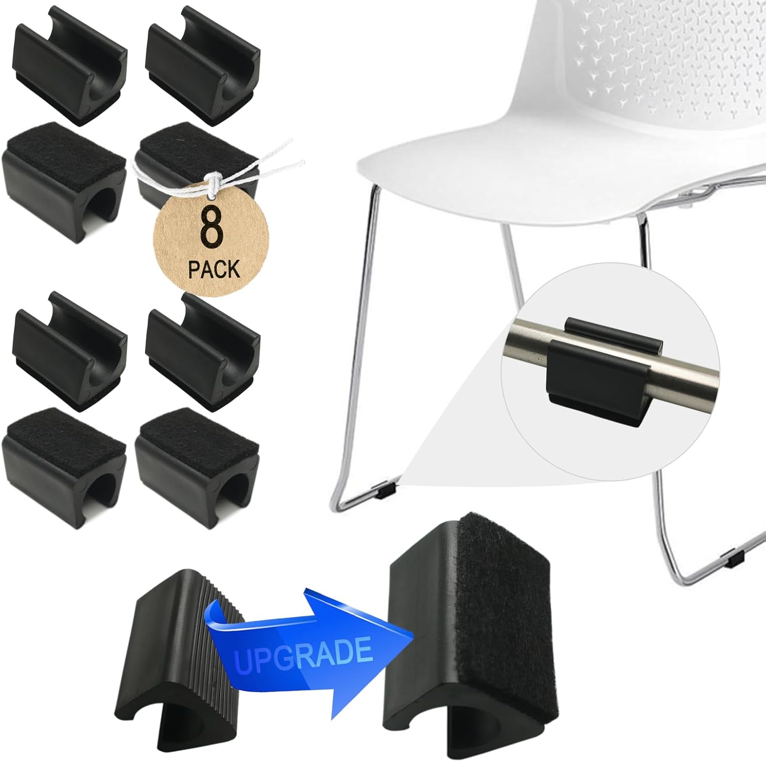 Rectangle U Shaped Chair Leg Tips Cap with Felt Pads,Furniture Feet Protectors Slide Smoothly