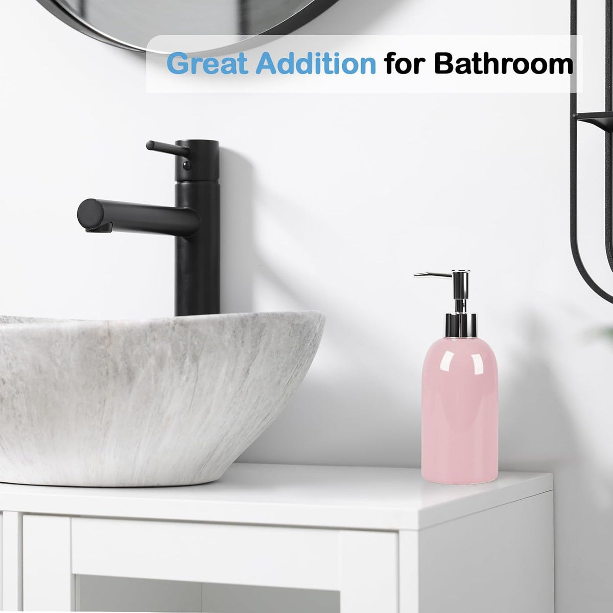 Natheeph 14OZ Ceramic Soap Dispenser Ceramic Soap Pump Dispenser Can Fill Liquid for