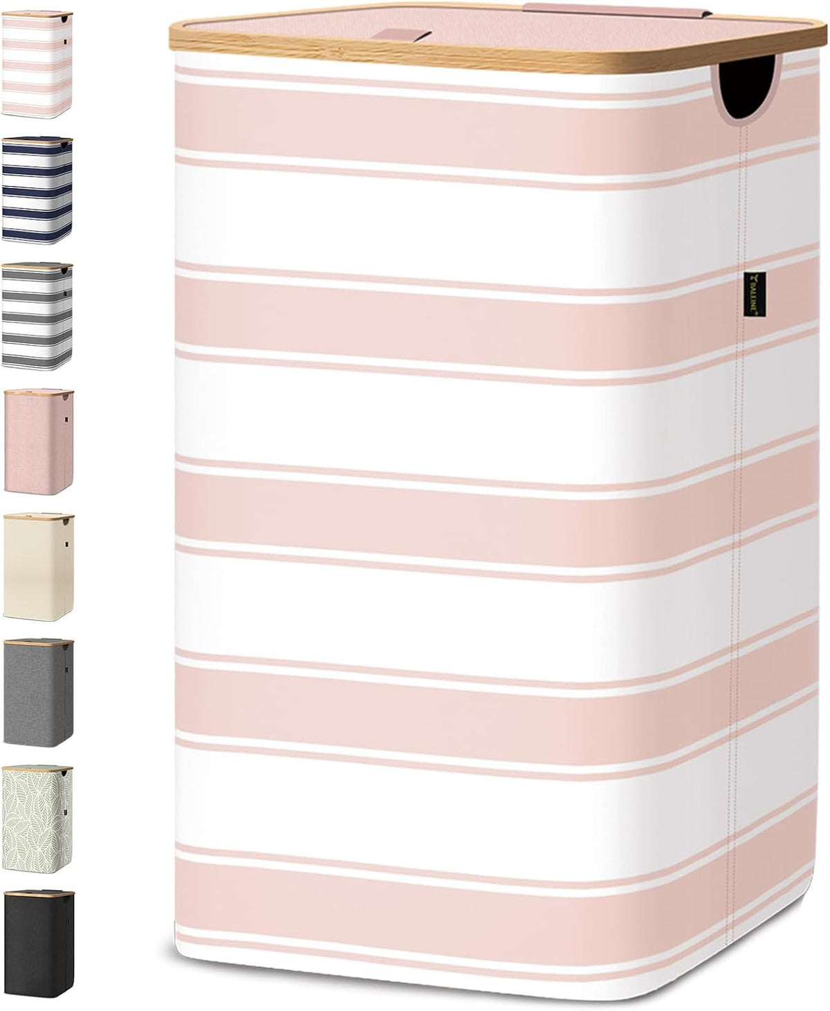 BALEINE Laundry Hamper with Lid, Tall Laundry Baskets with Bamboo Pull Handles, Large Laundry Bin