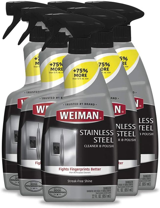Weiman Stainless Steel Cleaner and Polish - Protects Appliances from Fingerprints and Leaves a